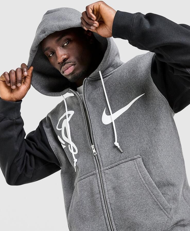 Nike x Syna Solo Swoosh Fleece Full Zip Hoodie Grijs- Heren Grijs
