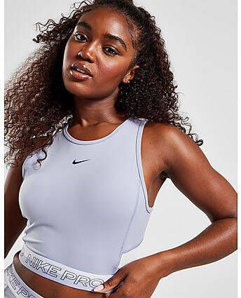 Nike Pro Dri-FIT Korte trainingstanktop voor dames Indigo Haze Oxygen Purple Gridiron Gridiron- Dames