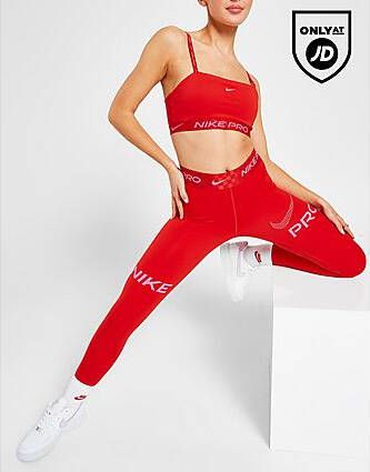 Nike Pro Lange trainingslegging met graphic en halfhoge taille voor dames University Red Gym Red Pinksicle- Dames