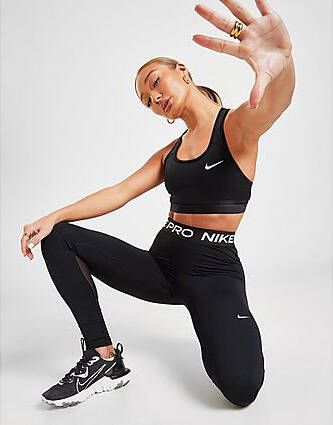 Nike Pro Legging met halfhoge taille en mesh vlakken voor dames Black White- Dames