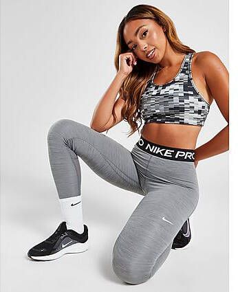 Nike Pro Legging met halfhoge taille en mesh vlakken voor dames Smoke Grey Heather Black White- Dames