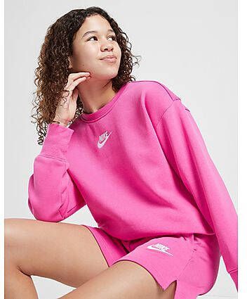 Nike Sportswear Club Fleece Sweatshirt met ronde hals voor meisjes Active Fuchsia White