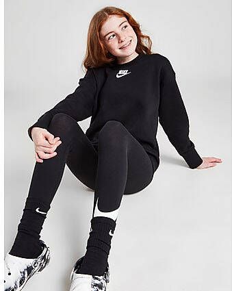 Nike Sportswear Club Fleece Sweatshirt met ronde hals voor meisjes Black White