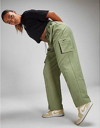 Nike Sportswear Essential Geweven cargobroek met hoge taille voor dames Oil Green Black- Dames