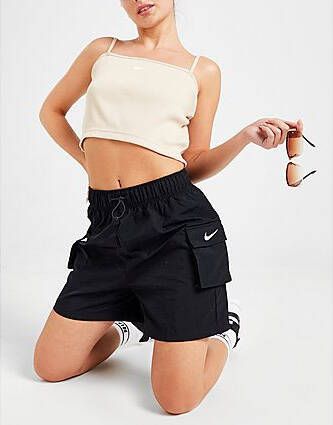 Nike Sportswear Essential Geweven damesshorts met hoge taille Black White- Dames