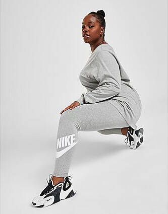Nike Sportswear Essential Legging met hoge taille voor dames (Plus Size) Dark Grey Heather White- Dames