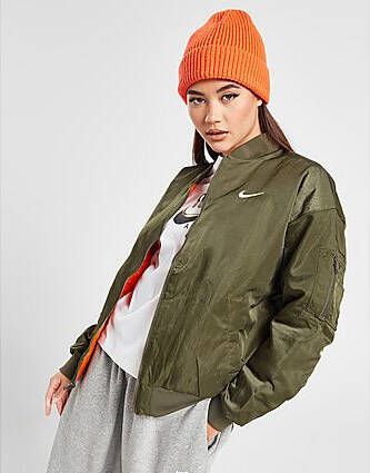 Nike Sportswear Omkeerbaar varsity bomberjack voor dames Medium Olive Safety Orange White- Dames