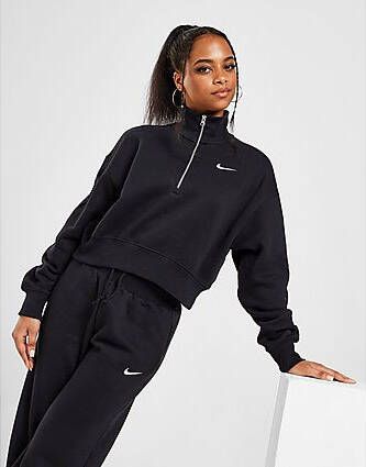 Nike Sportswear Phoenix Fleece cropped sweatshirt met halflange rits voor dames Black Sail- Dames