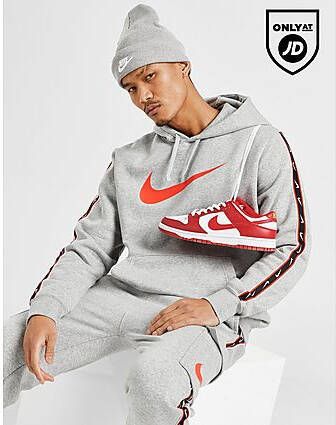 Nike Sportswear Repeat Fleecehoodie voor heren Dark Grey Heather Light Crimson- Heren