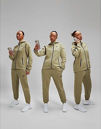 Nike Sportswear Tech Fleece Joggingbroek met halfhoge taille voor dames Neutral Olive Black- Dames