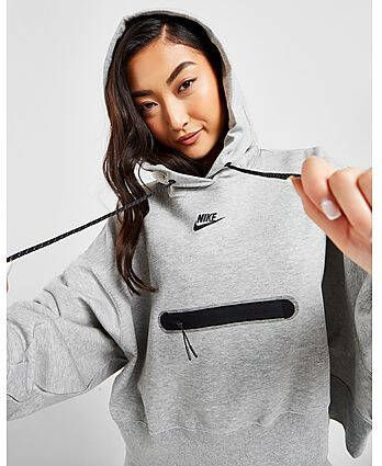 Nike Sportswear Tech Fleece Korte extra oversized hoodie voor dames Dark Grey Heather Black- Dames