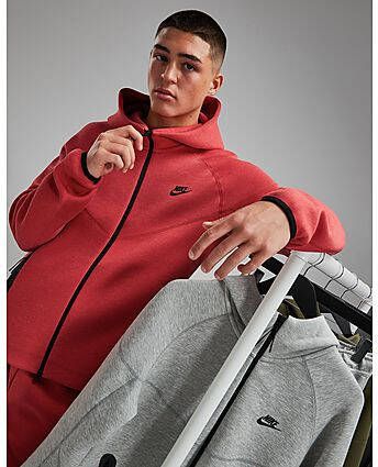 Nike Sportswear Tech Fleece Windrunner Hoodie met rits voor heren Light University Red Heather Black- Heren