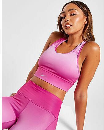 Nike Swoosh Run Padded sport-bh met medium ondersteuning en lang design Pink- Dames