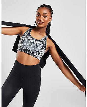 Nike Swoosh Sport-bh met print medium ondersteuning en pad uit één stuk Black White- Dames
