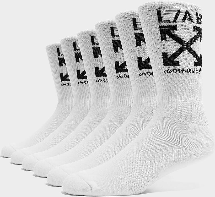 Off-White 6-Pack L AB Clamp Arrows Socks Wit- Dames Wit