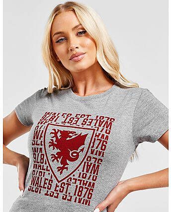 Official Team Wales 1876 T-Shirt Grey- Dames