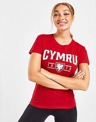 Official Team Wales Cymru Short Sleeve T-Shirt Red- Dames