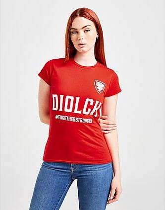 Official Team Wales Diolch T-Shirt Red- Dames