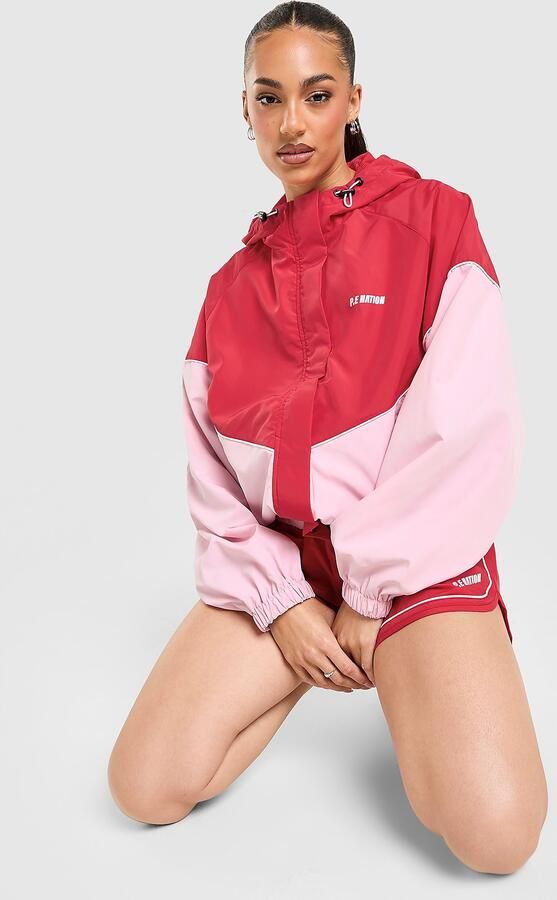 PE Nation Colour Block Woven Jacket Rood- Dames Rood