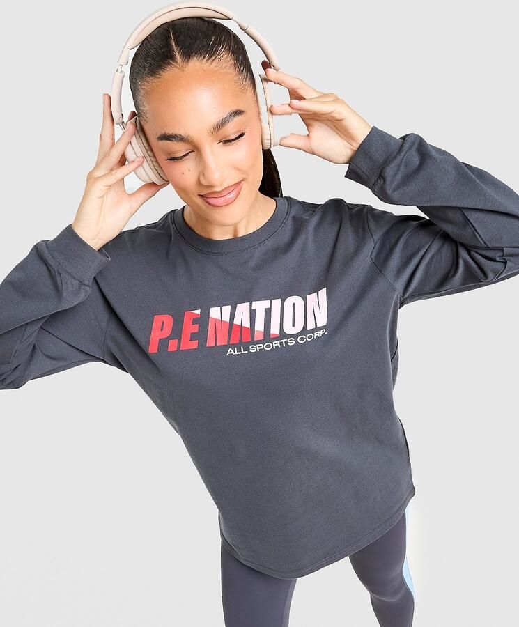 PE Nation Drill Long Sleeve Top Blauw- Dames Blauw