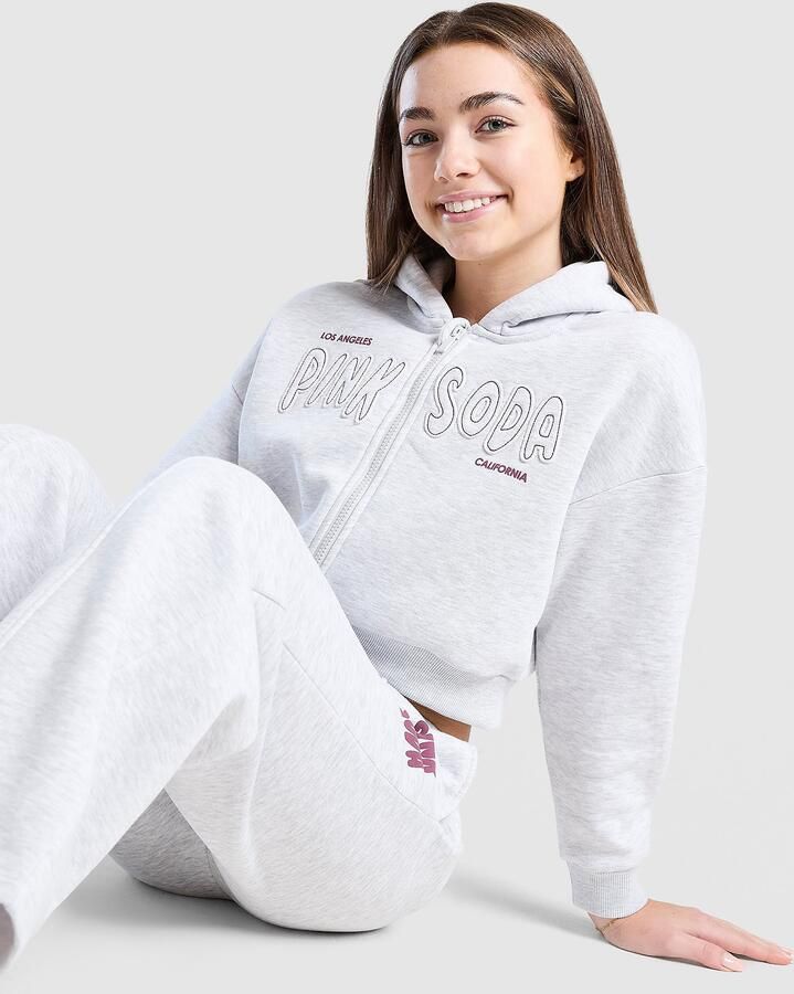 Pink Soda Sport ' Sage Crop Full Zip Hoodie Junior Grijs