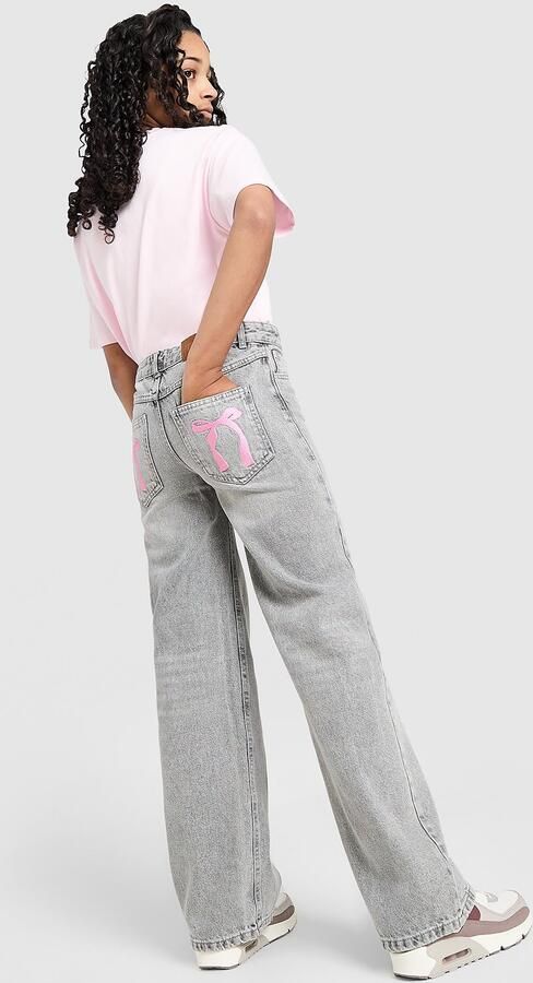 Pink Soda Sport ' Satin Bow Jeans Junior Grijs Kind Grijs