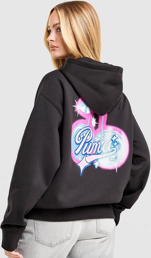 Puma Hoops Cherry Graphic Hoodie Zwart- Dames Zwart