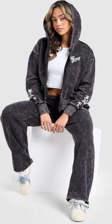 Puma Hoops Crop Full Zip Hoodie Zwart- Dames Zwart