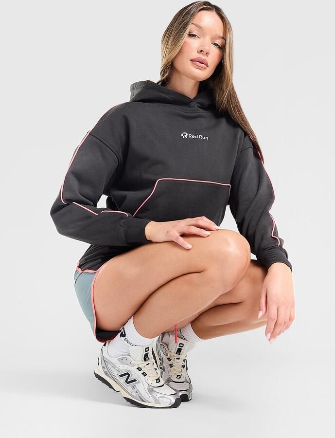 Red Run Activewear Outer Space Binding Hoodie Donker Grijs- Dames Donker Grijs