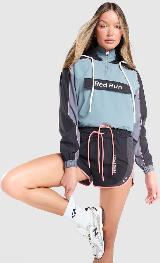 Red Run Activewear Outer Space Colour Block Crop Windbreaker Blauw- Dames Blauw