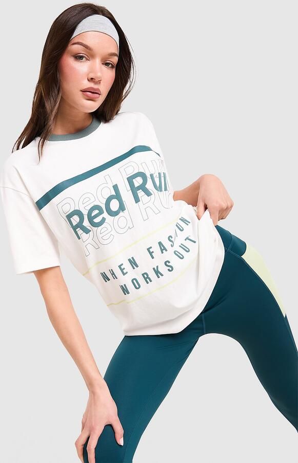 Red Run Activewear Skyline Oversized Graphic T-Shirt Wit- Dames Wit