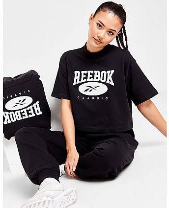 Reebok Classic Logo Crop T-Shirt Black- Dames