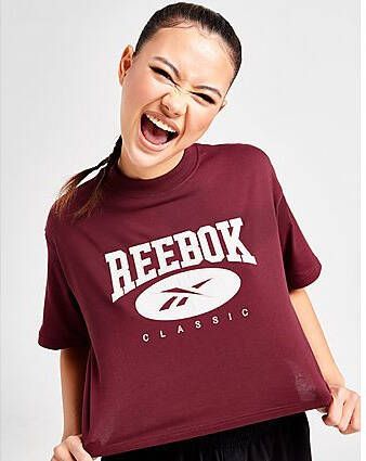 Reebok Classic Logo Crop T-Shirt Red- Dames