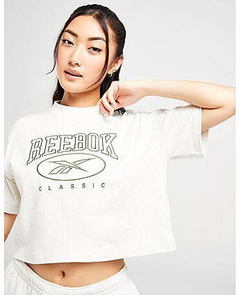 Reebok Classic Logo Crop T-Shirt White- Dames