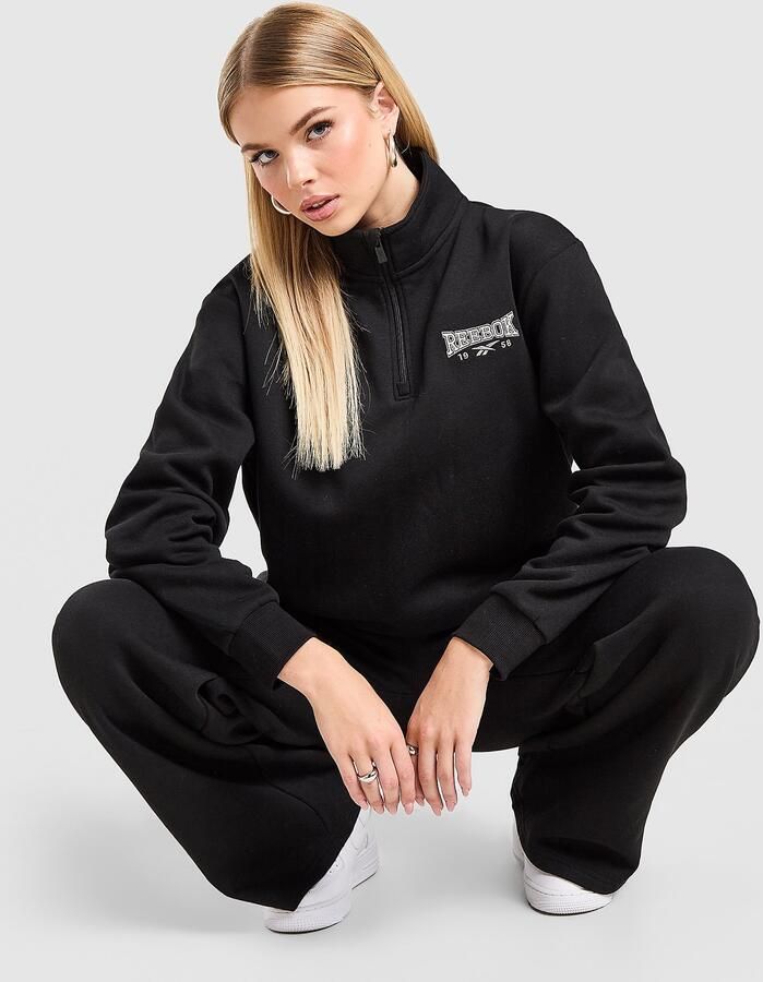 Reebok College 1 4 Zip Sweatshirt Zwart- Dames Zwart