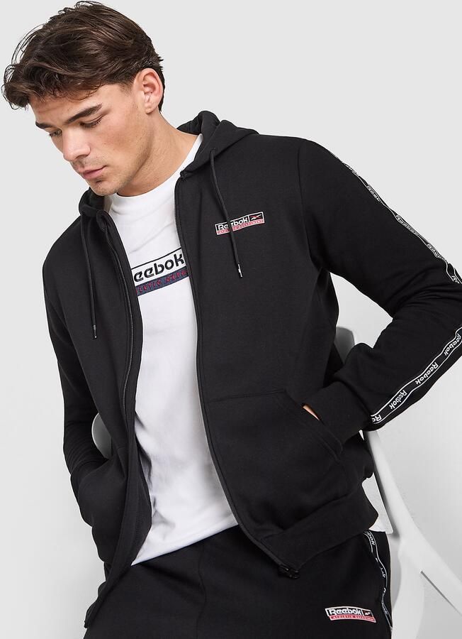 Reebok Trainer Full Zip Hoodie Zwart- Heren Zwart