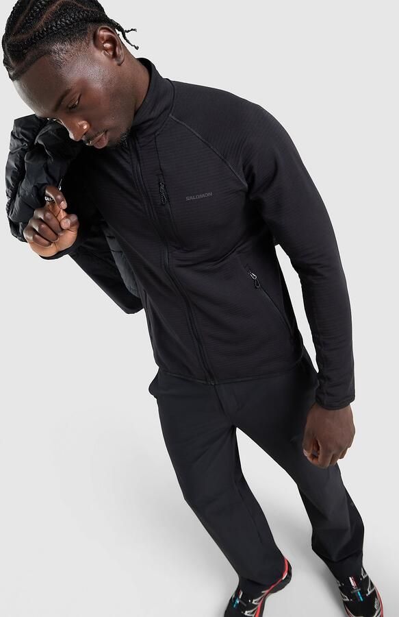 Salomon Lightwarm Full Zip Top Zwart- Heren Zwart