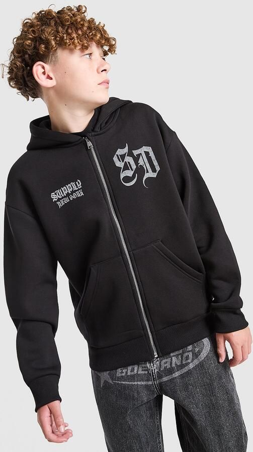 Supply & De d Archer Full Zip Hoodie Junior Zwart Kind Zwart