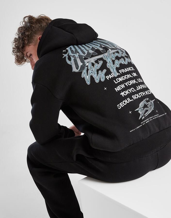 Supply & De d Chrome Star Overhead Hoodie Junior Zwart
