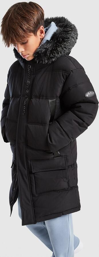 Supply & De d Omega Longline Parka Junior Zwart Kind Zwart