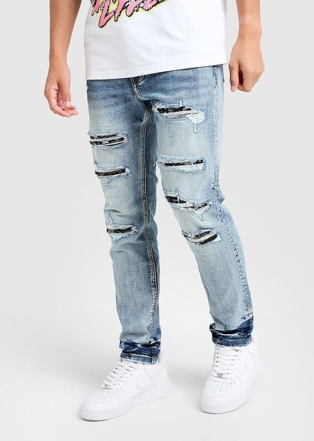 Supply & Demand Paze Slim Ripped Jeans Blauw- Heren Blauw
