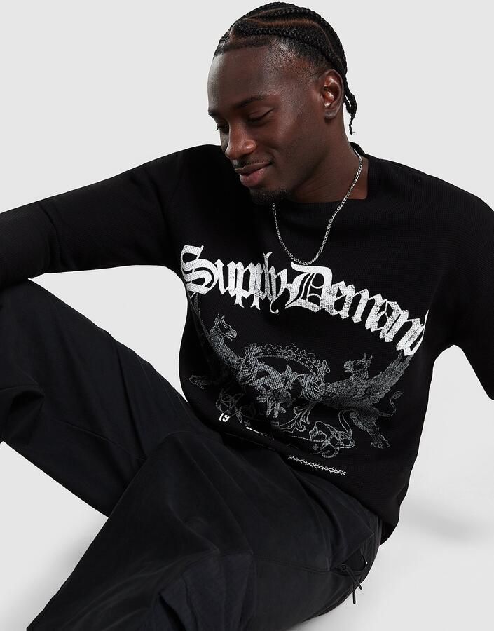 Supply & Demand Raptor Long Sleeve T-Shirt Zwart- Heren Zwart