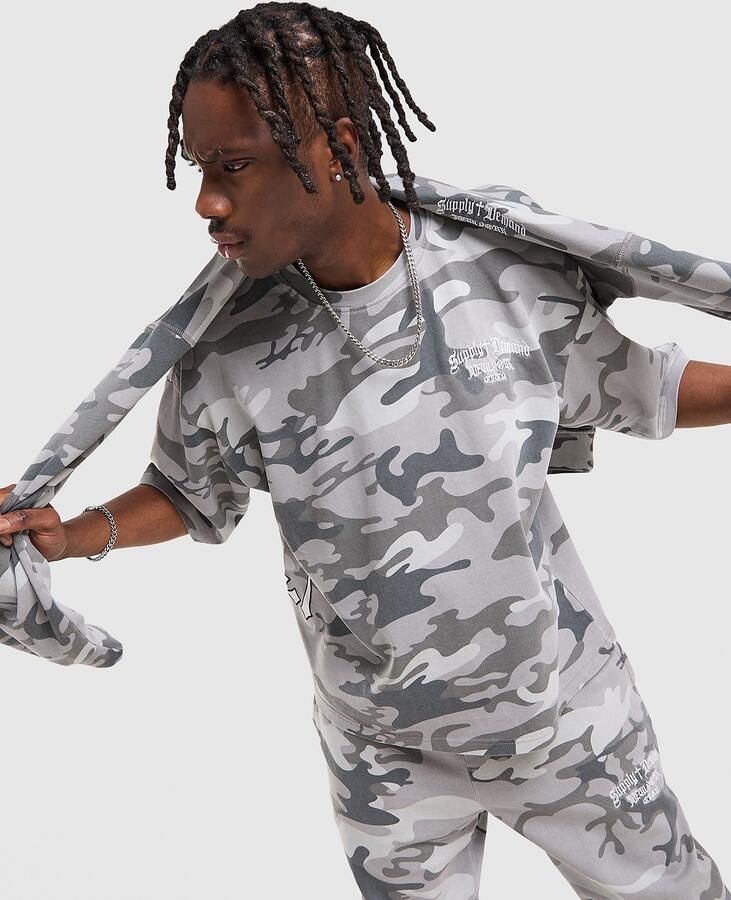 Supply & Demand Roader All Over Print T-Shirt Grijs- Heren Grijs