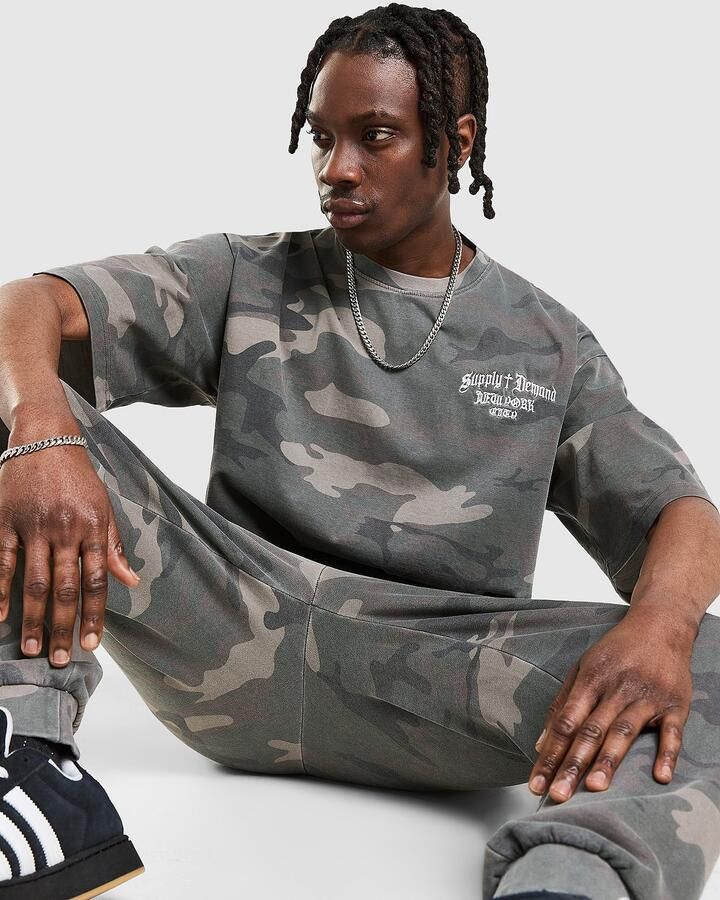 Supply & Demand Roader All Over Print T-Shirt Groen- Heren Groen