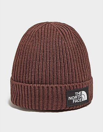 The North Face Logo Box Cuffed Beanie Brown- Heren