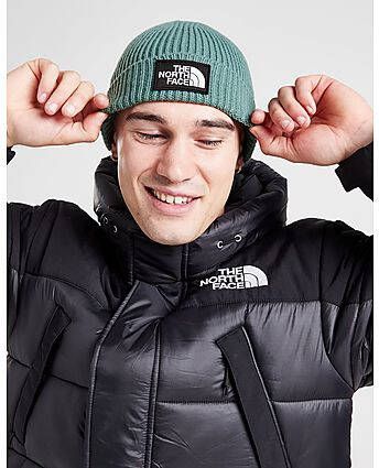 The North Face Logo Box Cuffed Beanie Green- Dames
