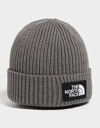 The North Face Logo Box Cuffed Beanie Grey- Dames