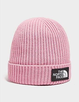 The North Face Logo Box Cuffed Beanie Pink- Dames