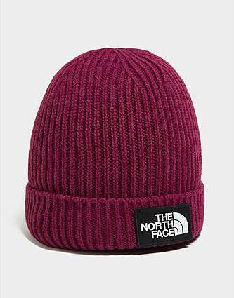 The North Face Logo Box Cuffed Beanie Purple- Dames