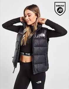 The North Face Logo Hooded Padded Gilet Black Dames